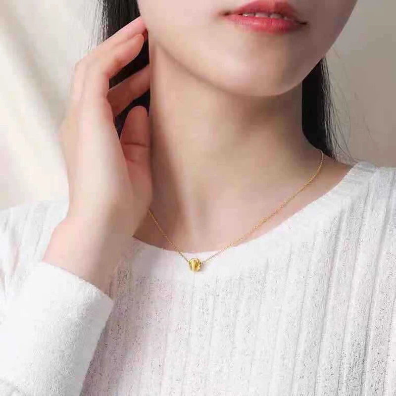 YUNLI Pure 999 24K Gold Round Pendant Lucky Bead DIY Jewelry Accessories Fine Jewelry Gifts for Women PE018