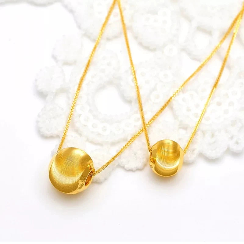YUNLI Pure 999 24K Gold Round Pendant Lucky Bead DIY Jewelry Accessories Fine Jewelry Gifts for Women PE018