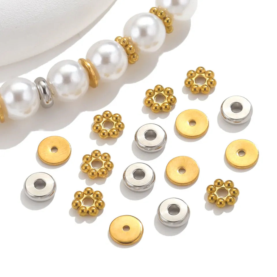 50pcs Stainless Steel Daisy Spacer Beads For Jewelry Making Snowflake Loose Bead For DIY Bracelet Jewelry Making Supplies