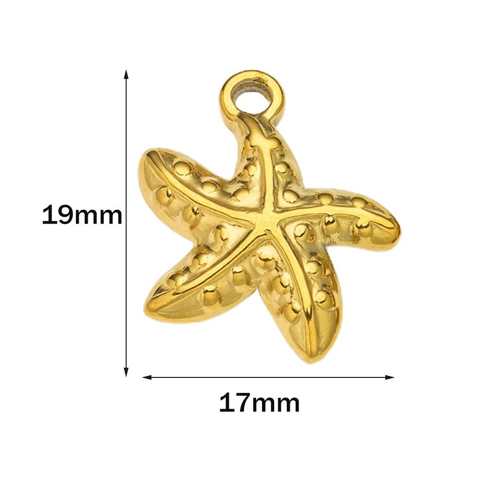 10pcs Stainless Steel Summer Beach Charms Starfish Seashell Conch Pendants for DIY Bracelet Necklace Earrings Jewelry Making