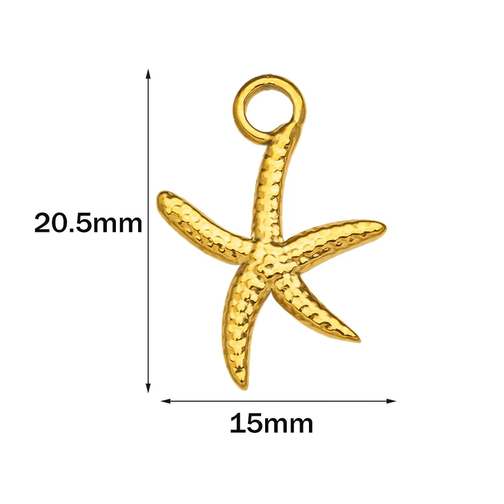 10pcs Stainless Steel Summer Beach Charms Starfish Seashell Conch Pendants for DIY Bracelet Necklace Earrings Jewelry Making