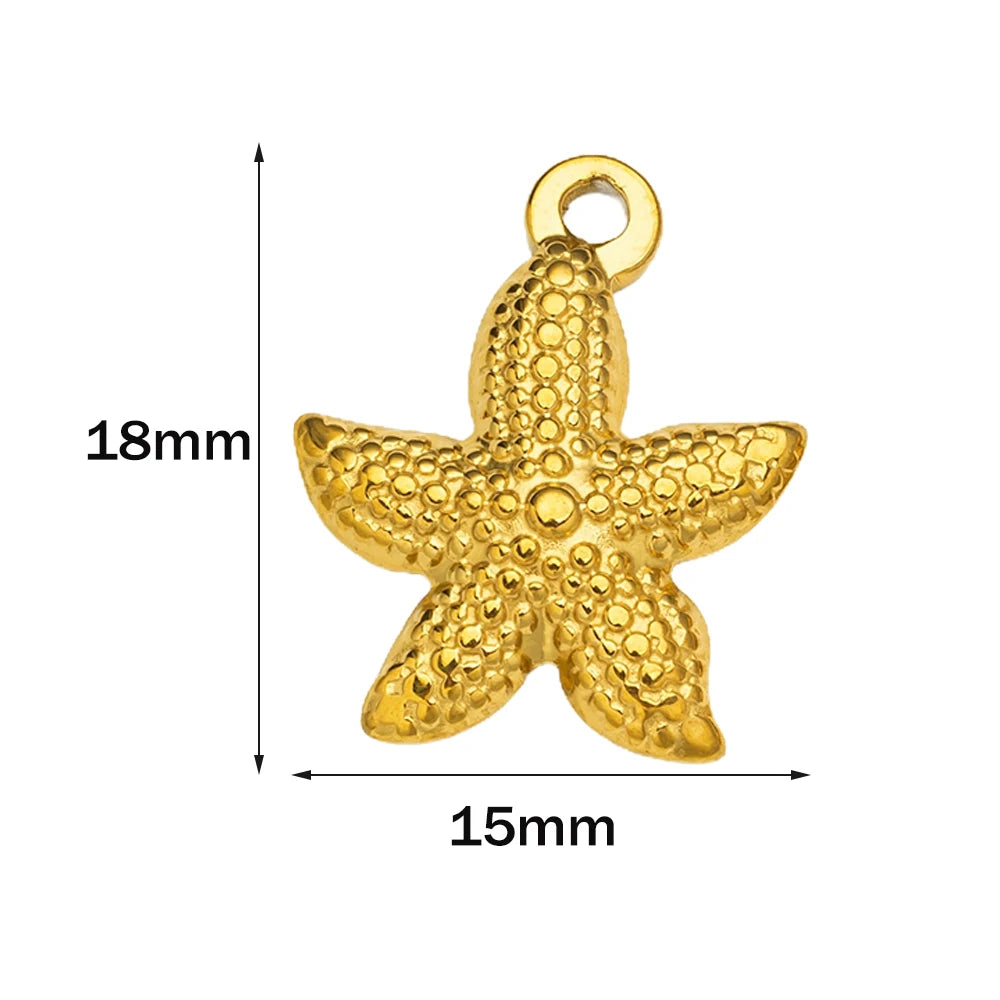 10pcs Stainless Steel Summer Beach Charms Starfish Seashell Conch Pendants for DIY Bracelet Necklace Earrings Jewelry Making