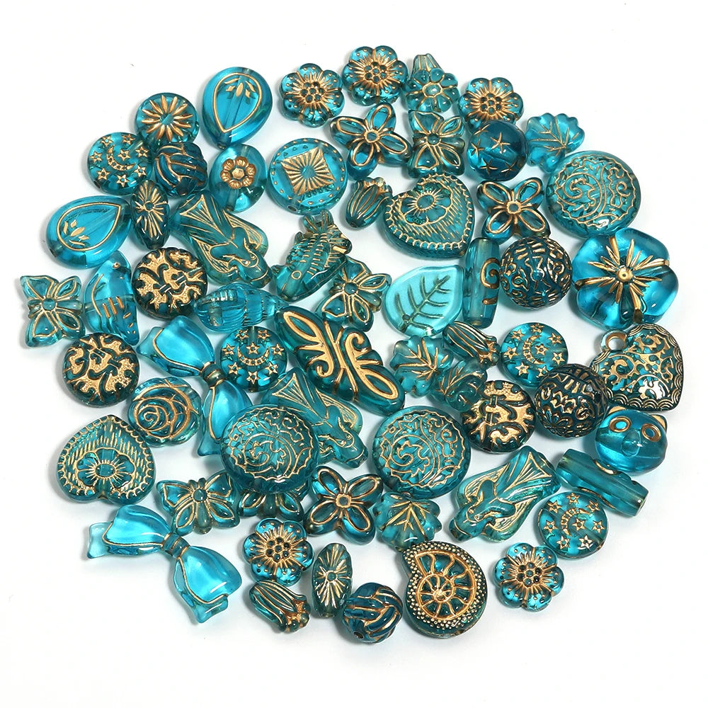 50g Mixed Classical Acrylic Beads Colorful Gold Stamping Loose Beads For Jewelry Making DIY Necklace Bracelets Keychain Supplies