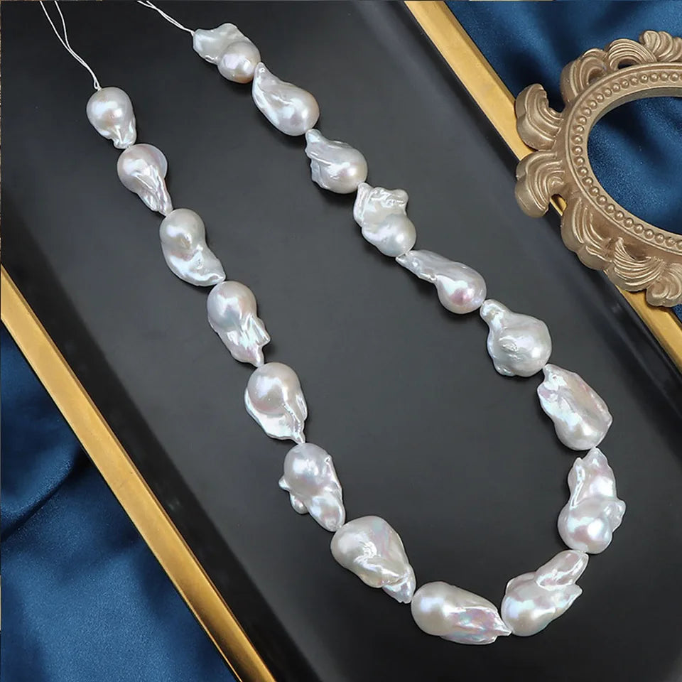 Large Baroque Fishtail Pearl Strand Beads Natural Freshwater Pearls Semi-finished Diy Handmade Jewelry Making Necklace Accessory
