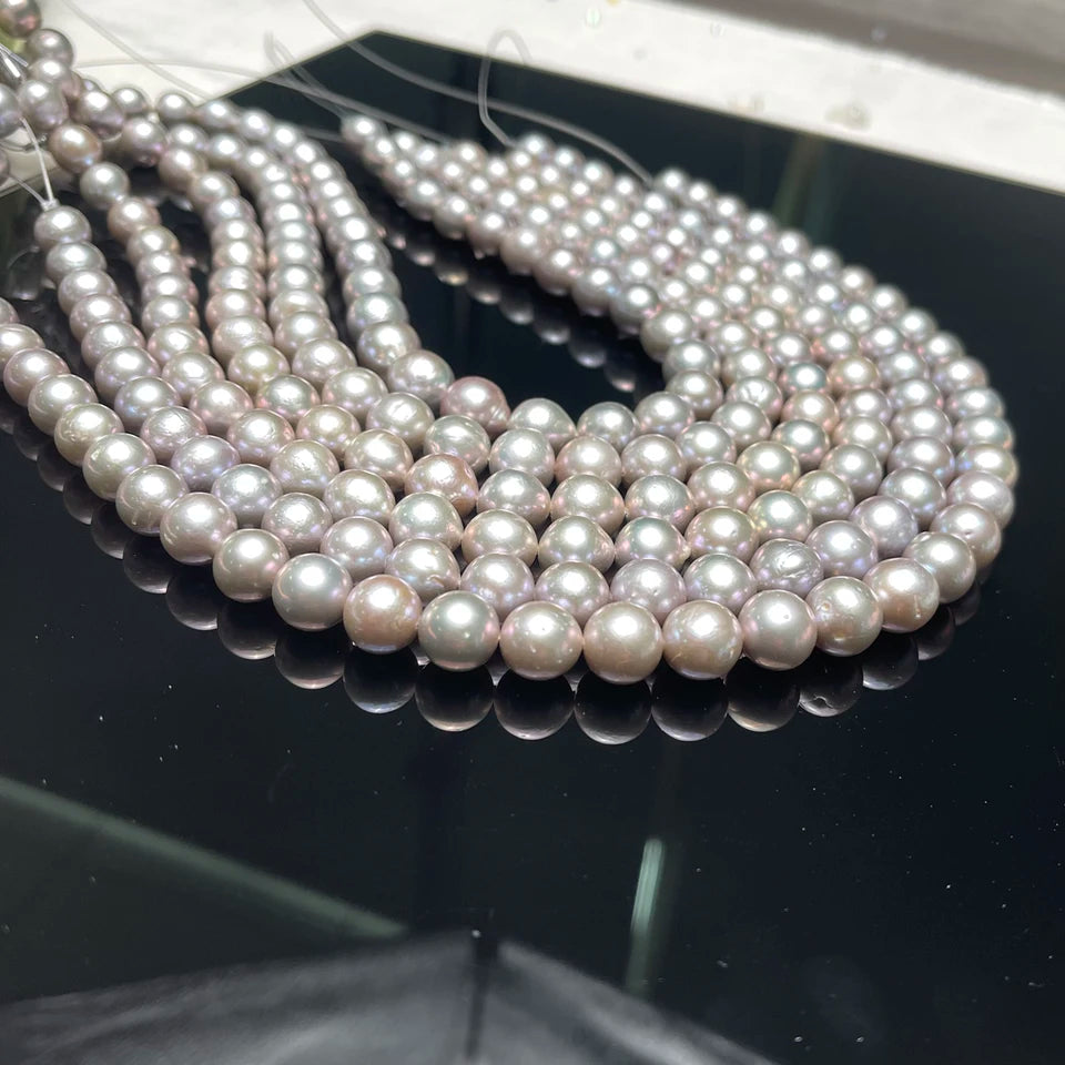 10-12mm Gray Round Beads High Quality Real Natural Freshwater Pearl Loose Beads for Jewelry Making DIY Women Necklace Accessory