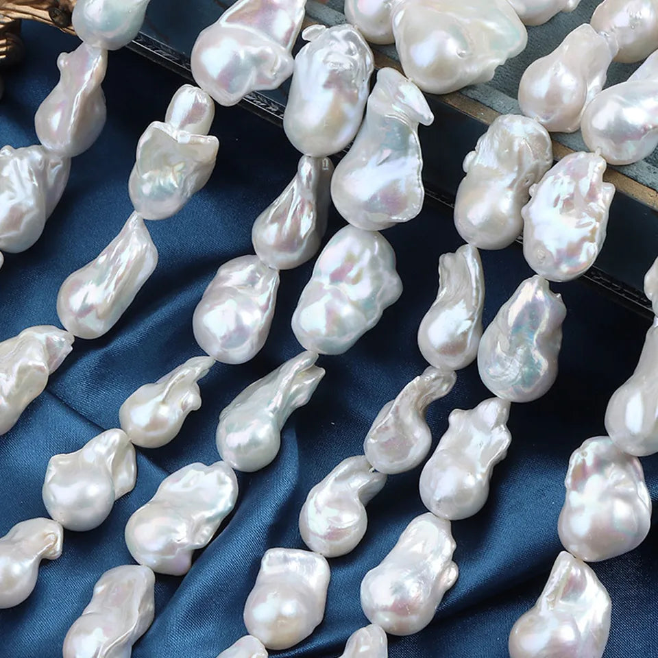 Large Baroque Fishtail Pearl Strand Beads Natural Freshwater Pearls Semi-finished Diy Handmade Jewelry Making Necklace Accessory