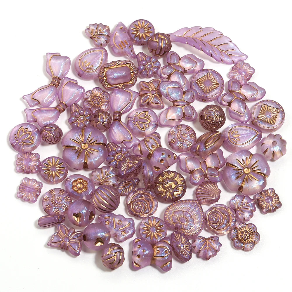 50g Mixed Classical Acrylic Beads Colorful Gold Stamping Loose Beads For Jewelry Making DIY Necklace Bracelets Keychain Supplies