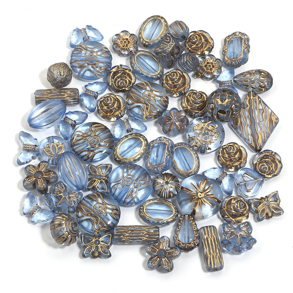 50g Mixed Classical Acrylic Beads Colorful Gold Stamping Loose Beads For Jewelry Making DIY Necklace Bracelets Keychain Supplies