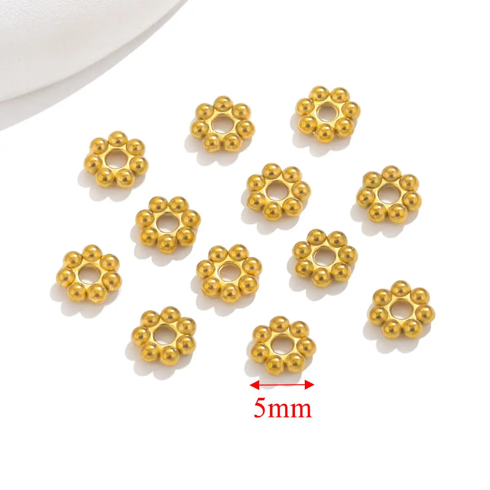 50pcs Stainless Steel Daisy Spacer Beads For Jewelry Making Snowflake Loose Bead For DIY Bracelet Jewelry Making Supplies