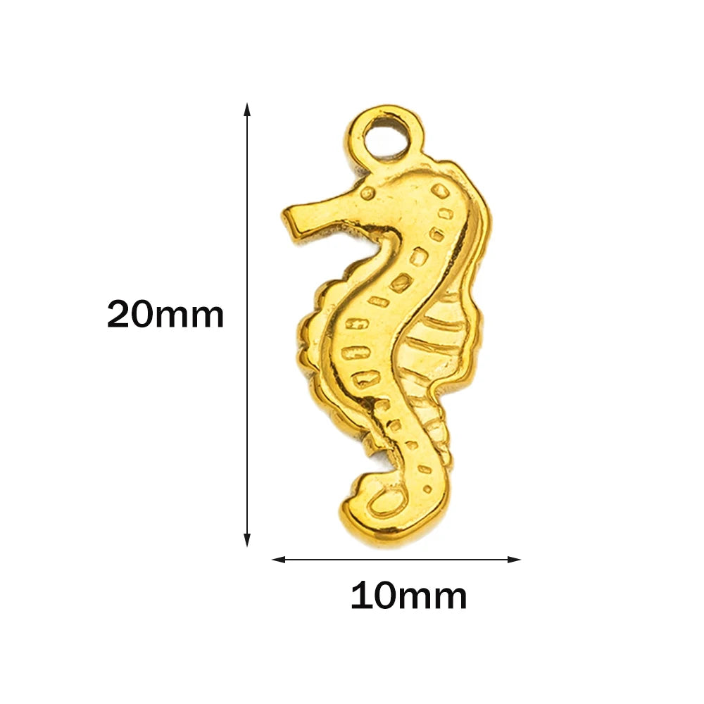 10pcs Stainless Steel Summer Beach Charms Starfish Seashell Conch Pendants for DIY Bracelet Necklace Earrings Jewelry Making