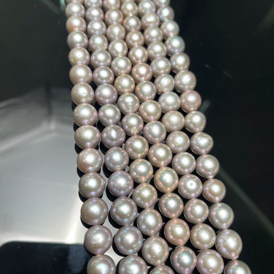 10-12mm Gray Round Beads High Quality Real Natural Freshwater Pearl Loose Beads for Jewelry Making DIY Women Necklace Accessory