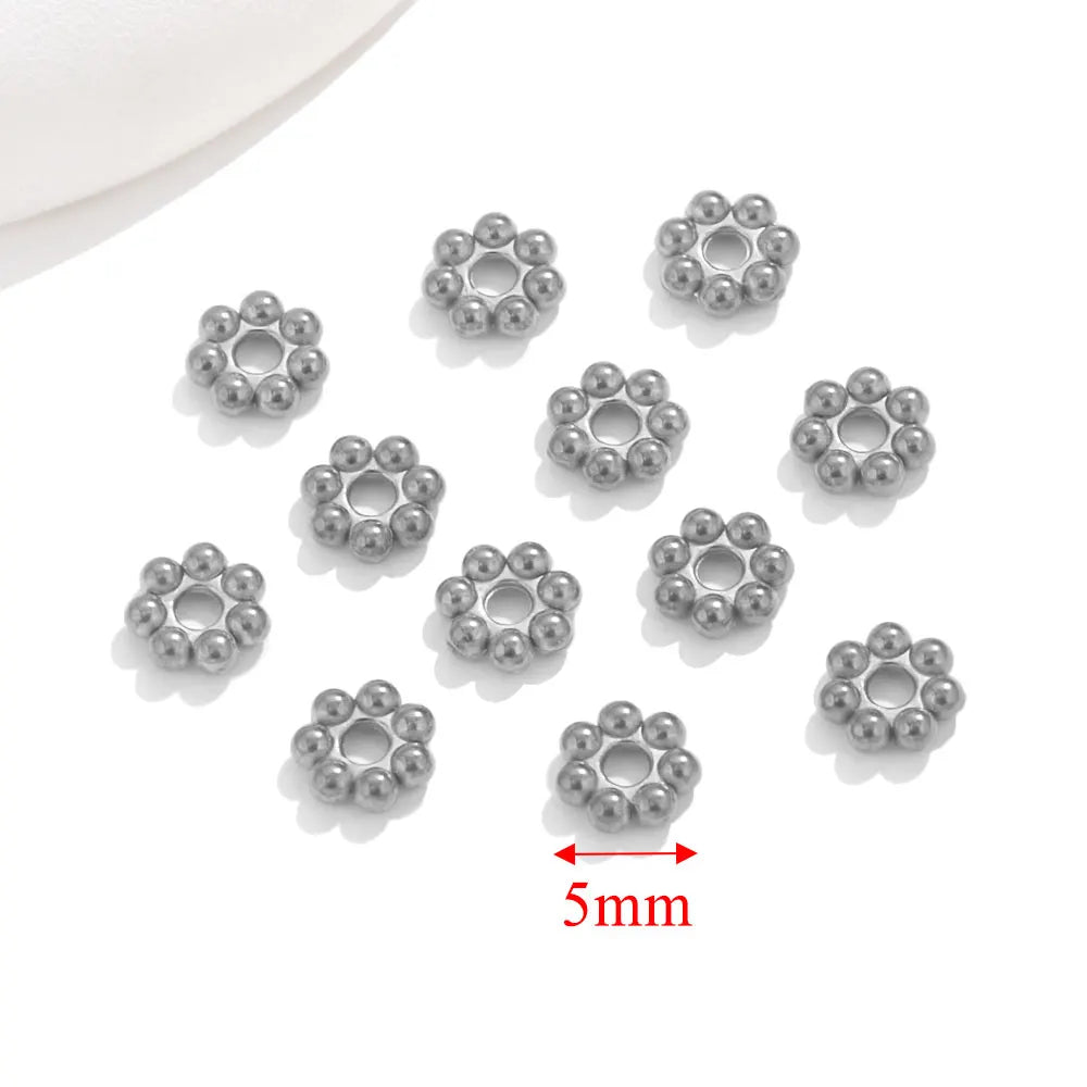 50pcs Stainless Steel Daisy Spacer Beads For Jewelry Making Snowflake Loose Bead For DIY Bracelet Jewelry Making Supplies