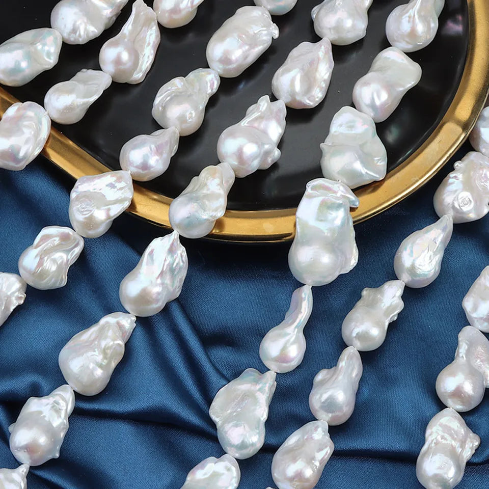 Large Baroque Fishtail Pearl Strand Beads Natural Freshwater Pearls Semi-finished Diy Handmade Jewelry Making Necklace Accessory