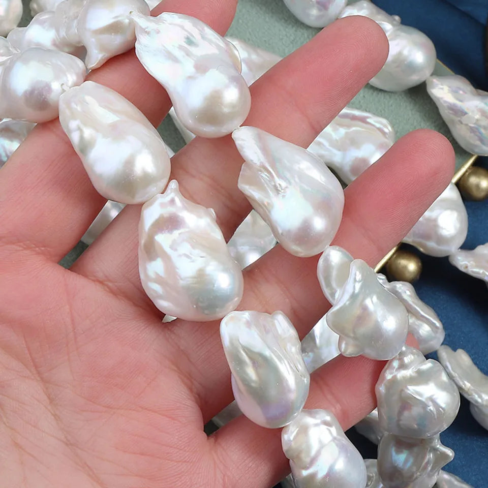 Large Baroque Fishtail Pearl Strand Beads Natural Freshwater Pearls Semi-finished Diy Handmade Jewelry Making Necklace Accessory