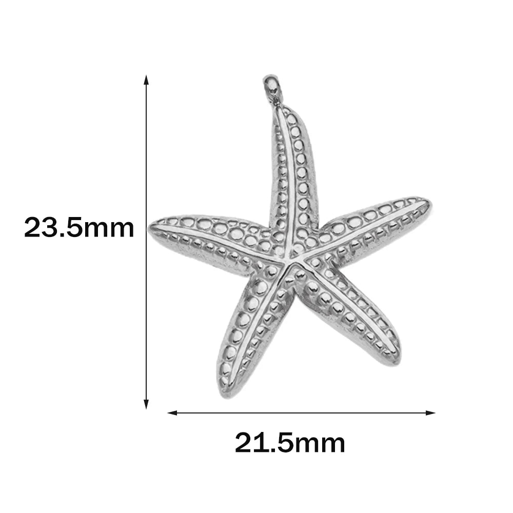 10pcs Stainless Steel Summer Beach Charms Starfish Seashell Conch Pendants for DIY Bracelet Necklace Earrings Jewelry Making