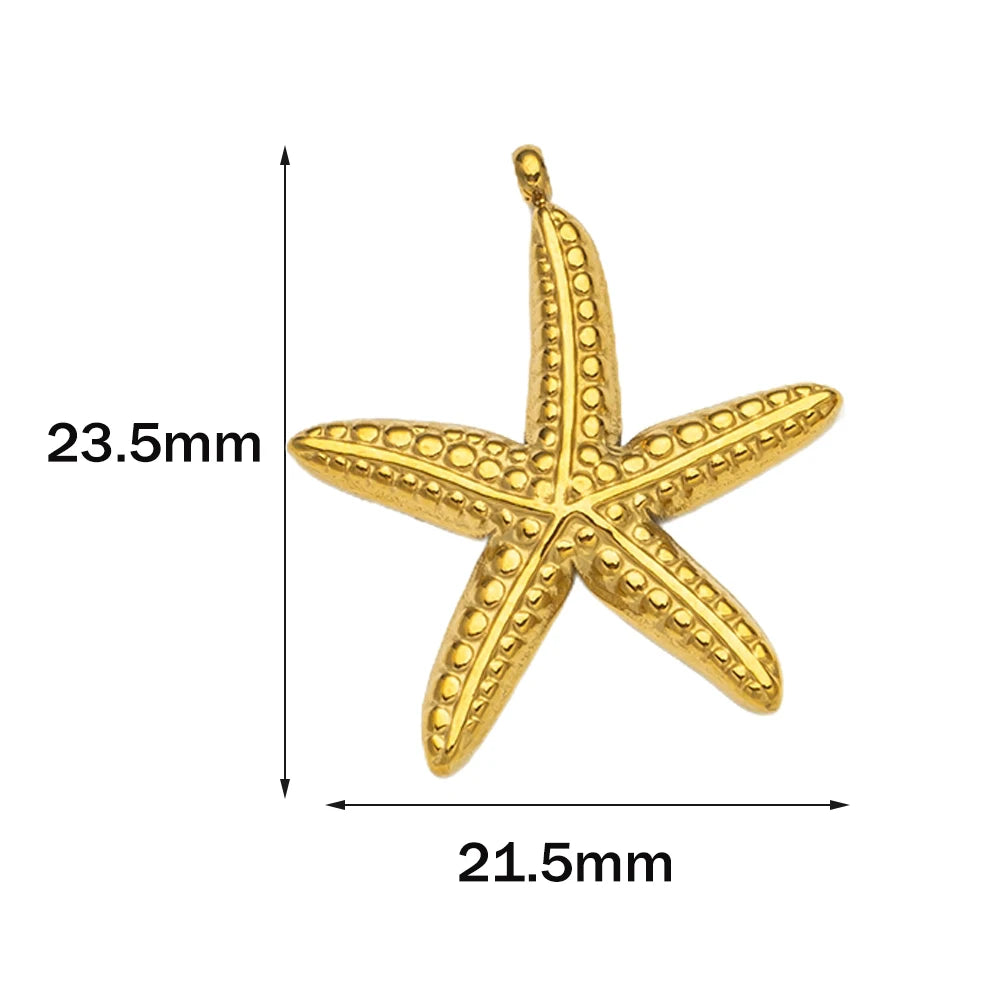 10pcs Stainless Steel Summer Beach Charms Starfish Seashell Conch Pendants for DIY Bracelet Necklace Earrings Jewelry Making