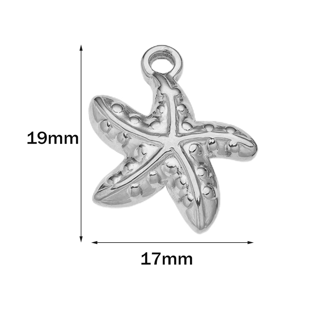 10pcs Stainless Steel Summer Beach Charms Starfish Seashell Conch Pendants for DIY Bracelet Necklace Earrings Jewelry Making