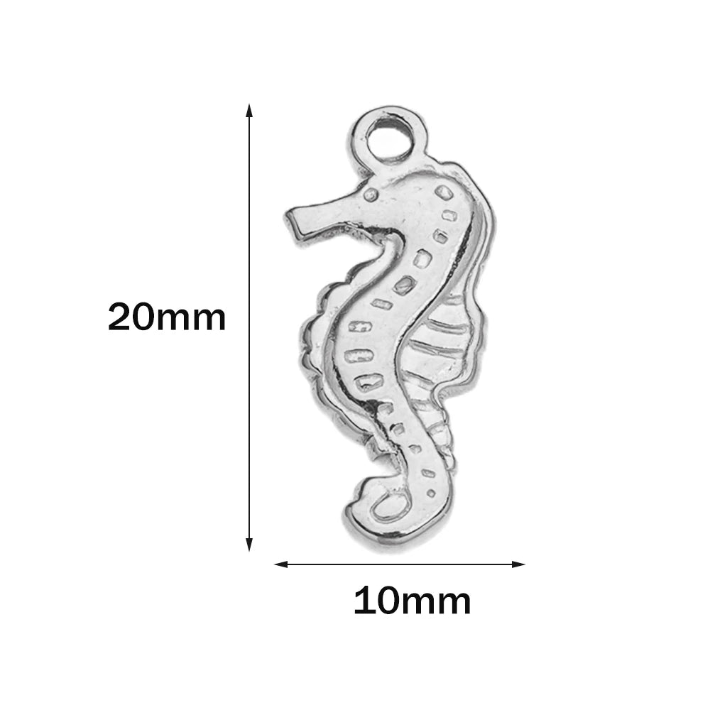 10pcs Stainless Steel Summer Beach Charms Starfish Seashell Conch Pendants for DIY Bracelet Necklace Earrings Jewelry Making