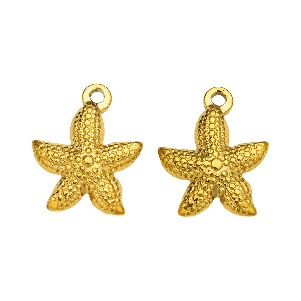 10pcs Stainless Steel Summer Beach Charms Starfish Seashell Conch Pendants for DIY Bracelet Necklace Earrings Jewelry Making