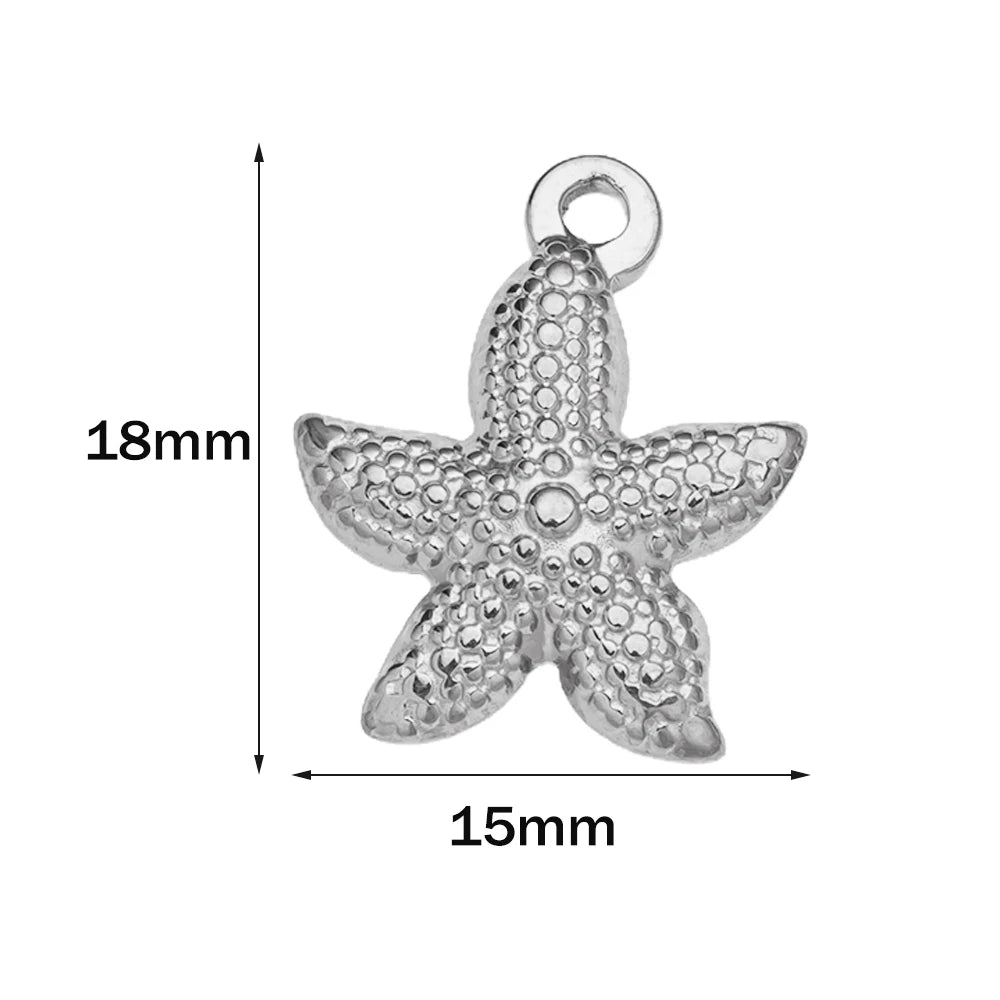 10pcs Stainless Steel Summer Beach Charms Starfish Seashell Conch Pendants for DIY Bracelet Necklace Earrings Jewelry Making