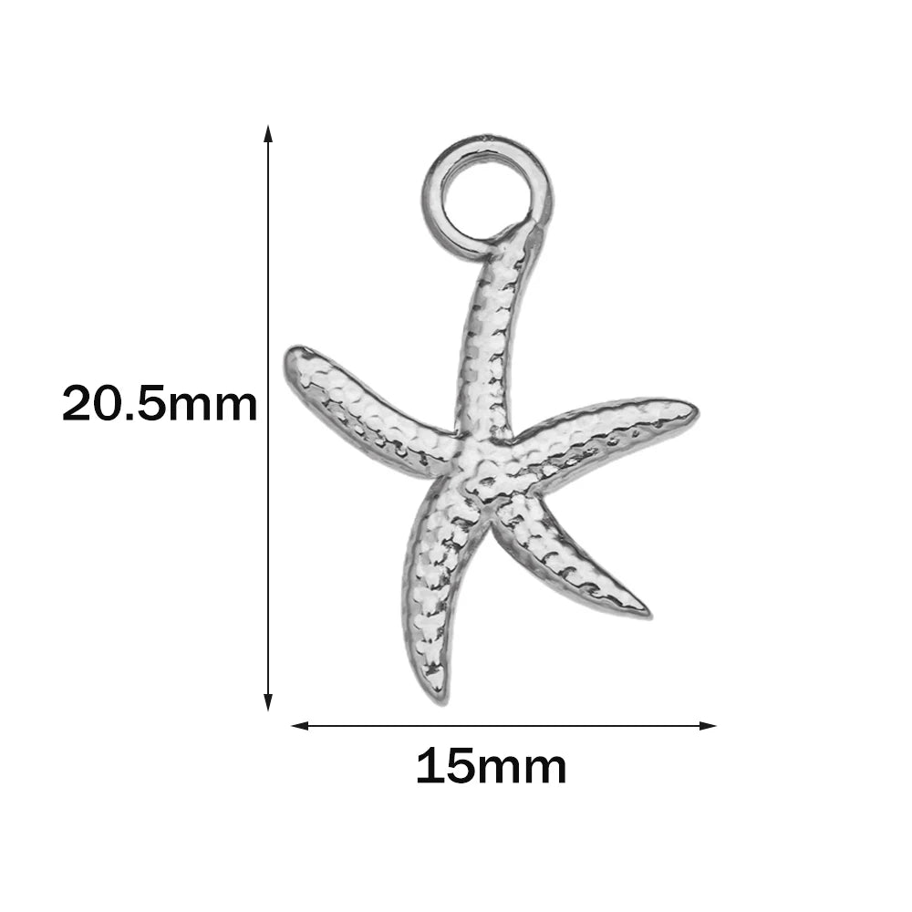 10pcs Stainless Steel Summer Beach Charms Starfish Seashell Conch Pendants for DIY Bracelet Necklace Earrings Jewelry Making