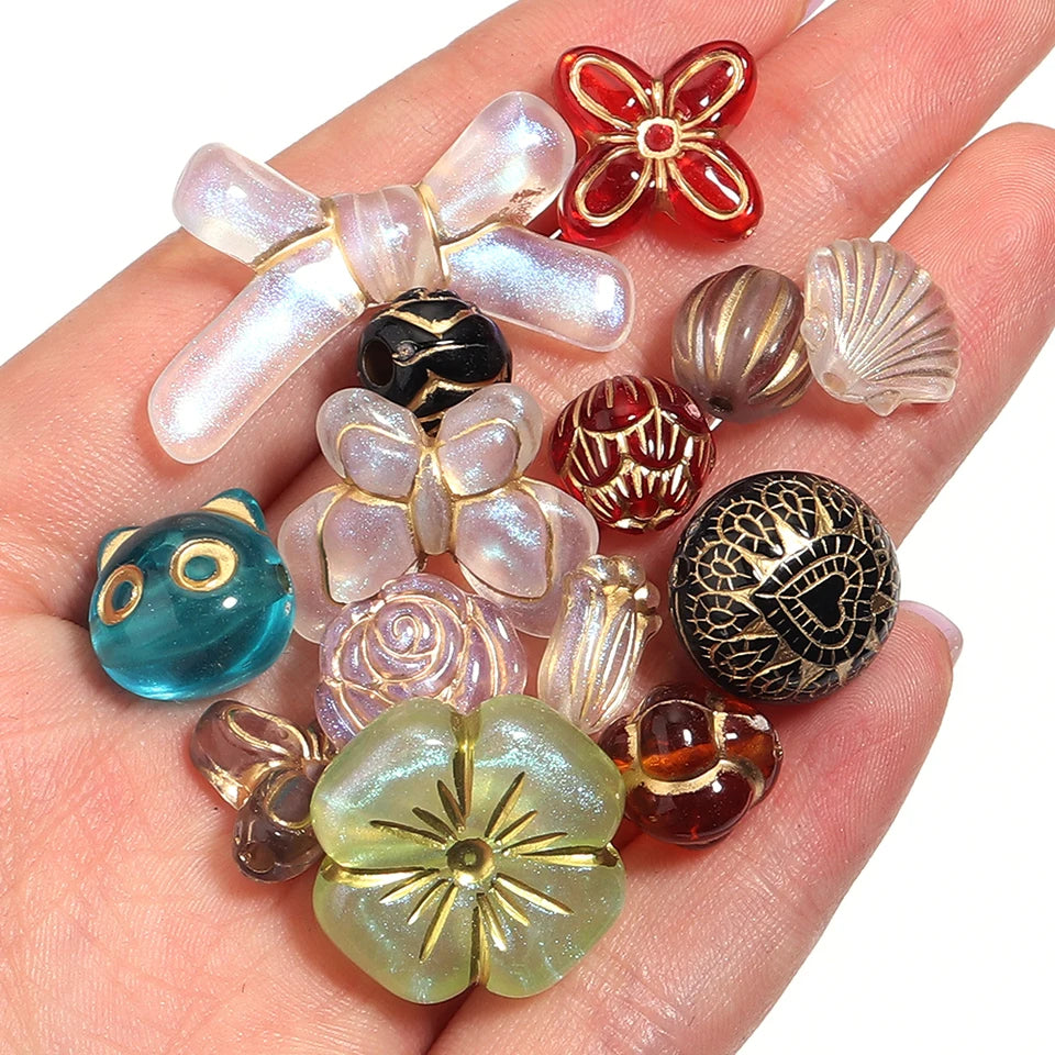 50g Mixed Classical Acrylic Beads Colorful Gold Stamping Loose Beads For Jewelry Making DIY Necklace Bracelets Keychain Supplies