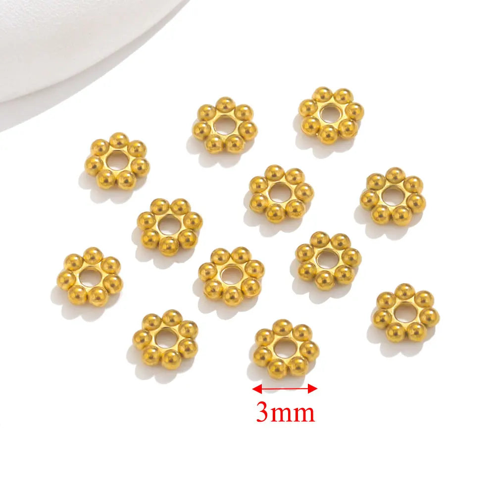 50pcs Stainless Steel Daisy Spacer Beads For Jewelry Making Snowflake Loose Bead For DIY Bracelet Jewelry Making Supplies