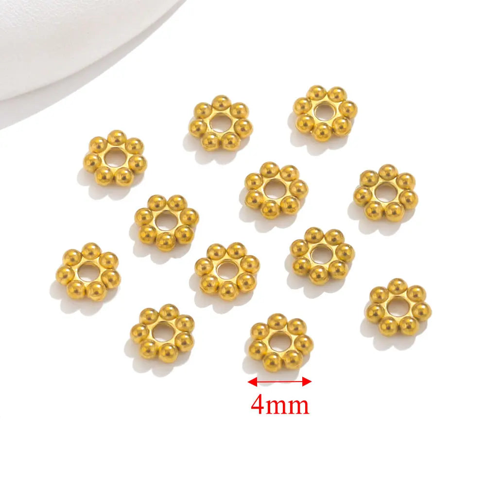 50pcs Stainless Steel Daisy Spacer Beads For Jewelry Making Snowflake Loose Bead For DIY Bracelet Jewelry Making Supplies