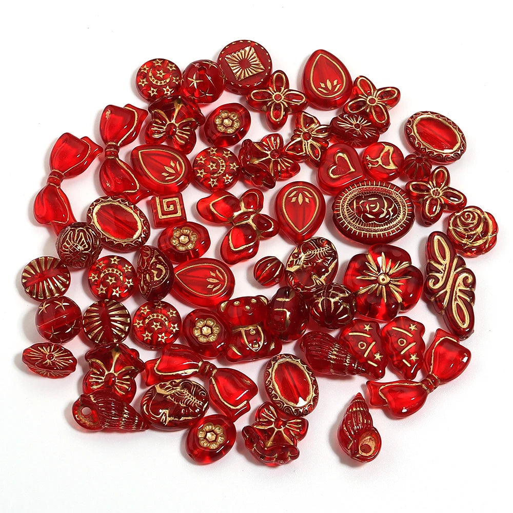 50g Mixed Classical Acrylic Beads Colorful Gold Stamping Loose Beads For Jewelry Making DIY Necklace Bracelets Keychain Supplies