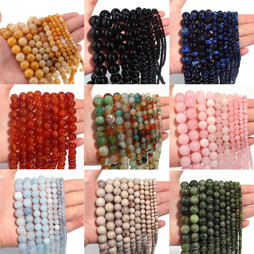 1Strand Natural Stone Jade Beads Loose Smooth Spacer Beads for Jewelry Making Diy Bracelet Necklace Accessories Wholesale