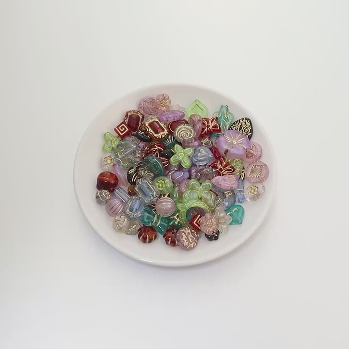 50g Mixed Classical Acrylic Beads Colorful Gold Stamping Loose Beads For Jewelry Making DIY Necklace Bracelets Keychain Supplies